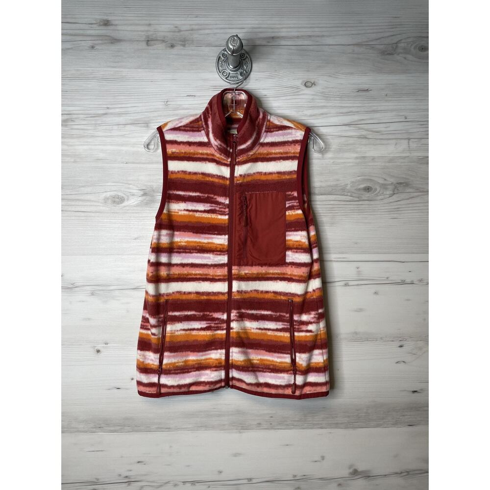 Telluride Clothing Company Vest Womens Medium Fleece Striped‎ Full Zip Pockets